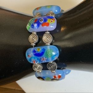 Blue Glass Panel Bracelet